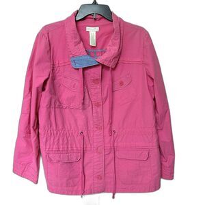 Caribbean Joe Jacket Women’s XL Utility Pink Pockets Button Up